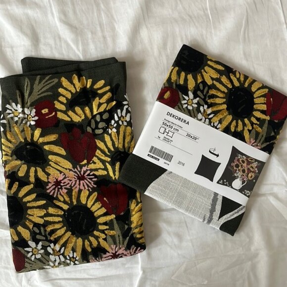 IKEA Other - BNWT ikea 20x20” (50 x 50 cm) pillowcases , green with sunflowers